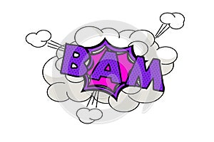 Bam comic bubble. Pop art retro style on white