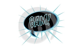 Bam comic speech bubble on white background.