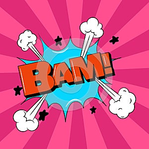 Bam speech bubble in trendy pop art style. Comic sound effect