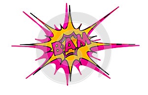 Bam wording sound effect set design for comic on white background.