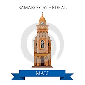 Bamako Cathedral in Mali Flat historic vector illu