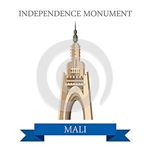 Bamako Independence Monument in Mali. Flat vector