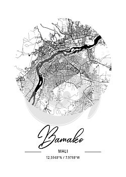 Bamako - Mali Black Water City Map