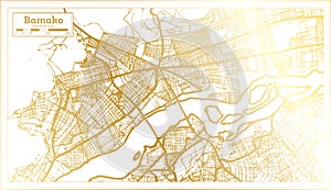 Bamako Mali City Map in Retro Style in Golden Color. Outline Map