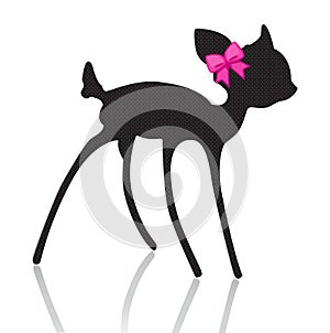 Bambi silhouette with pink bow ribbon photo