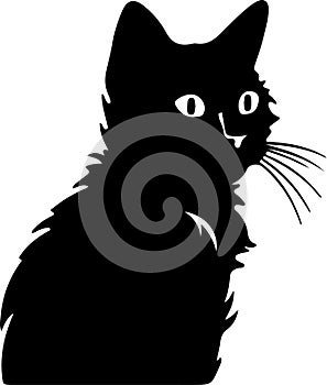 Bambino Cat Black Silhouette Generative Ai photo