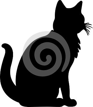 Bambino Cat Black Silhouette Generative Ai photo