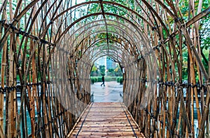 Bamboo arc-shaped pass in Kowloon Park, Hong Kong