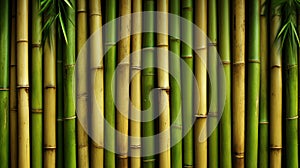 Bamboo background created with Generative AI. Green plants with twigs. Wooden texture.