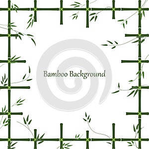 Bamboo background in the form of a window made of bamboo sticks. Frame made of bamboo lattice with an empty place for an