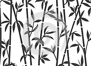 Bamboo background japanese asian plant wallpaper grass. Bamboo tree vector pattern black and white