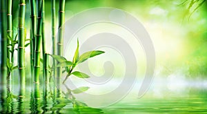 Bamboo Background - Lush Foliage With Reflection