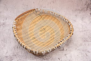 bamboo basket on gray cement background