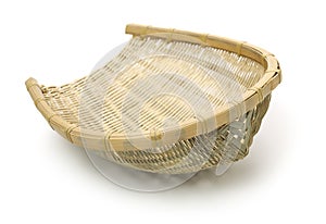 Bamboo basket hand made isolated   Woven from bamboo tray.