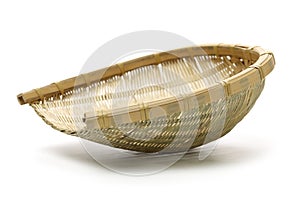 Bamboo basket hand made isolated   Woven from bamboo tray.