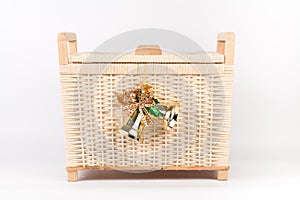 Bamboo basket isolated on white background Decorated