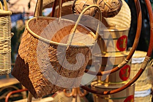 Bamboo baskets on street side sales