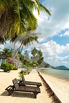 Bamboo beach chairs at resort of Koh Samui Island