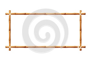 Bamboo border frame with rope in cartoon style, decoration isolated on white background stock vector illustration. Hawaiian,