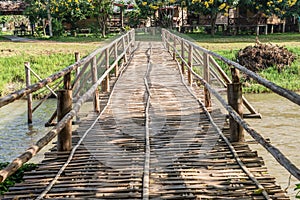 Bamboo bridge cross Pai river