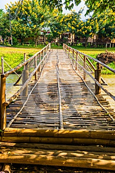 Bamboo bridge cross Pai river