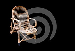 Bamboo Cane Chair for Living Room Sitout Balcony and Garden, isolated on black background