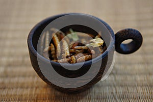 Bamboo Caterpillars in a cup