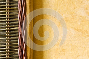 Bamboo detail and yellow wall