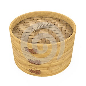 Bamboo Dim Sum Steamer Isolated
