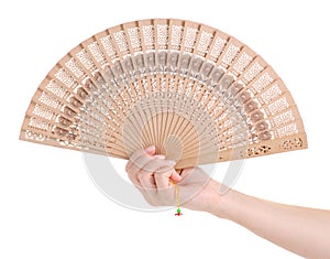 Bamboo fan in hand air