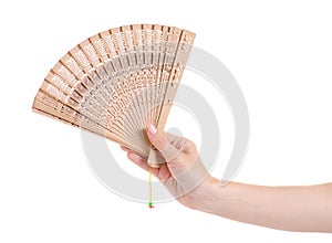 Bamboo fan in hand air