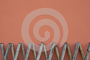 Bamboo fence texture on pink background image