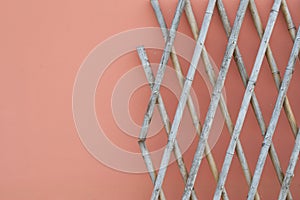 Bamboo fence texture on pink background image