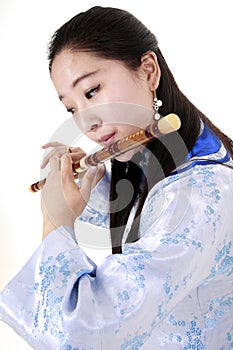 Bamboo flute performer