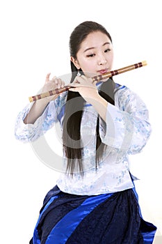 Bamboo flute performer photo