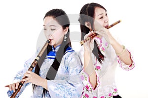 Bamboo flute performer