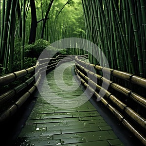 Bamboo forest arch on the side of the road