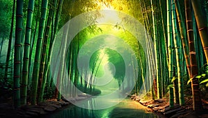 bamboo forest with river