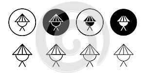 Bamboo hat icon logo set vector