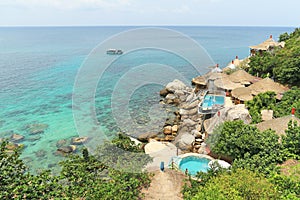 Bamboo hut over crystal clear sea, Koh Tao, Samui, Thailand