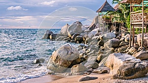 Bamboo hut over sea on Sunset, Koh Tao, Samui, Thailand