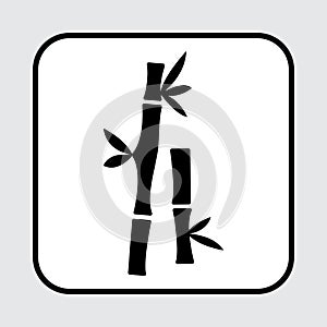 Bamboo icon. Black silhouette. Vector