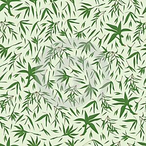 Bamboo leaves green seamless pattern