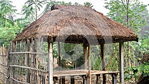 Bamboo made Thatch;Scaffold with roof, made in rural, agricultural and tribal areas of India, used by hunters and farmers for rest