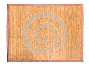 Bamboo mat top view on white