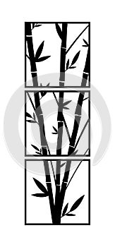 Bamboo illustration in metal cut square, vector