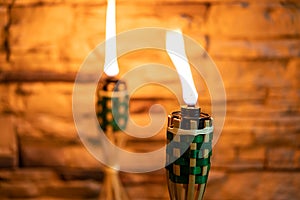 Bamboo oil lamp or pelita for eid or hari raya decoration photo