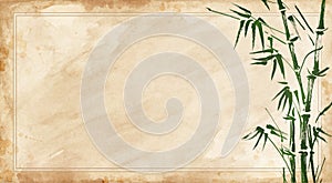 Bamboo painted on textural grunge horizontal background. Vector