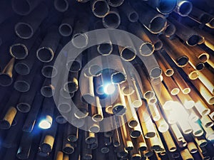 Bamboo pattern decoration on wall