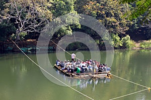 Bamboo Raft ferrying tourists